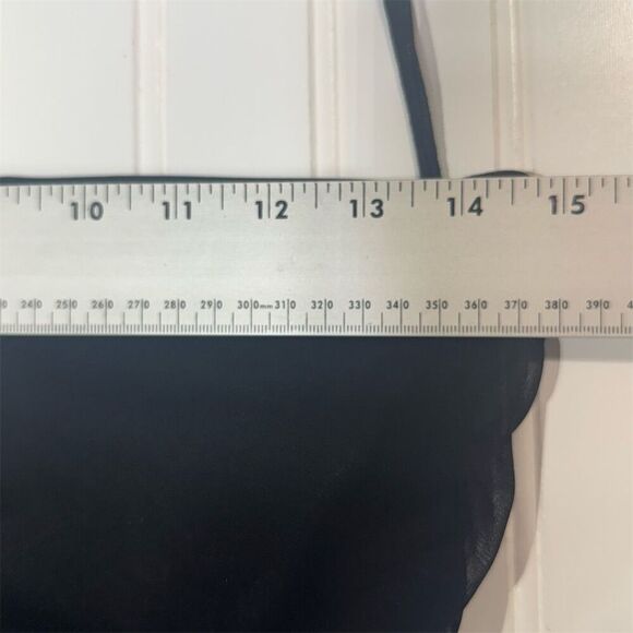 Vintage Y2K Up Front Black Ruched Mesh Slip Dress High Low Hem USA Size Large - Picture 4 of 10